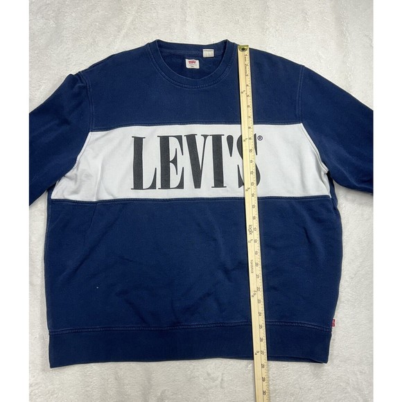 Levi's Navy Blue Large Box Logo Crewneck Sweatshirt Men's Size 2XL - Picture 5 of 7